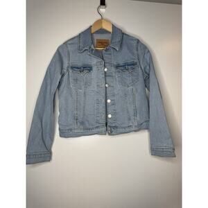 Levi Signature Strauss Gold Womens Boyfriend Trucker Jacket Medium Cropped Light